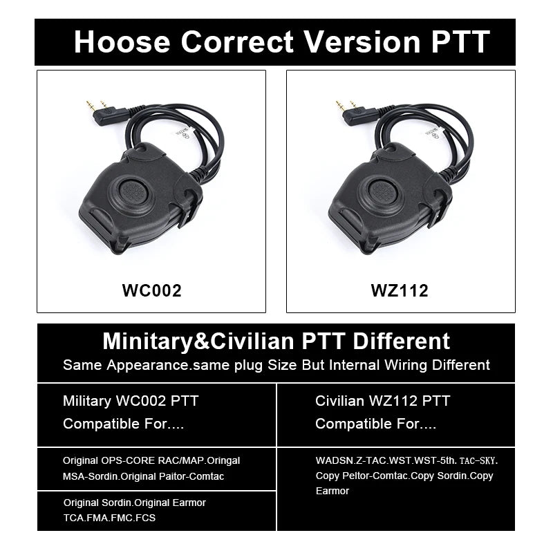 WADSN PTT Button Tactical Headset Interphone walkie talkie linker airsoft accesorios headphones ipsc TCI