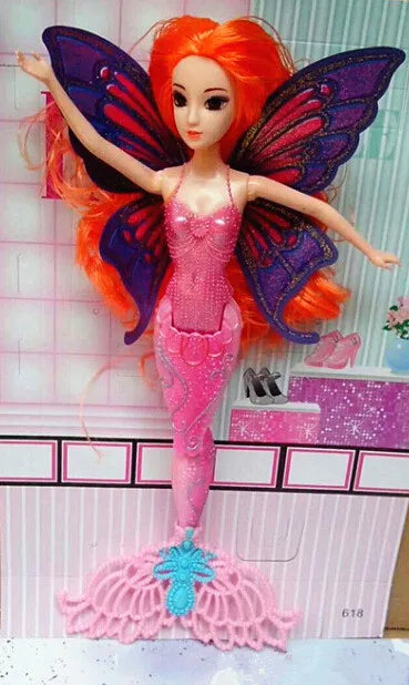 New Fashion Swimming Mermaid Doll Girls Magic Classic Mermaid Doll With Butterfly Wing Toy For Girl's Birthday Gifts