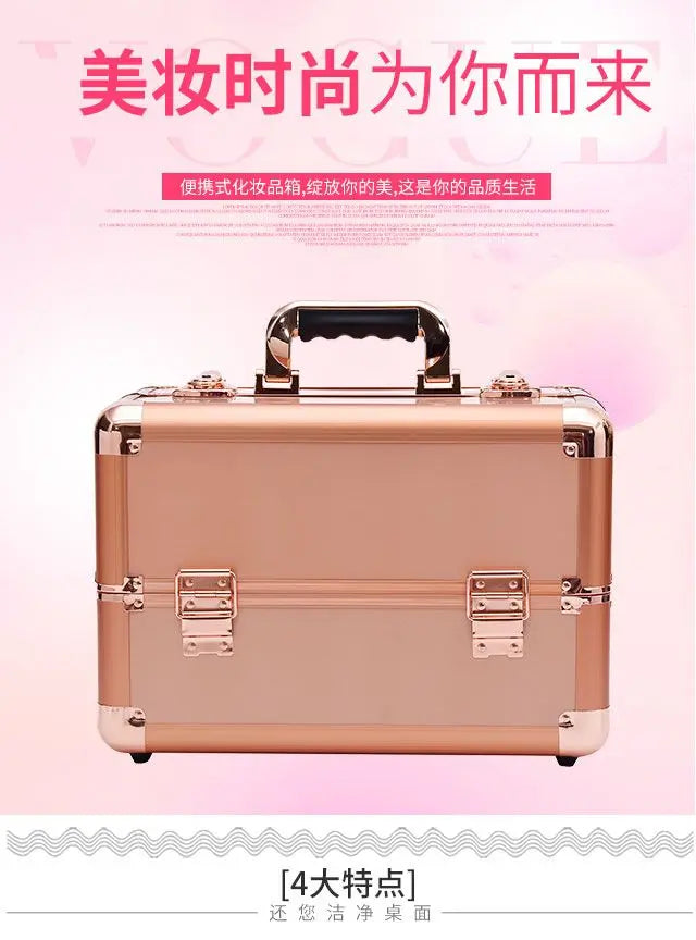 2024 New Professional Makeup Box Aluminum Alloy Make Up Organizer Women Cosmetic Case Travel Large Capacity Suitcase Bag