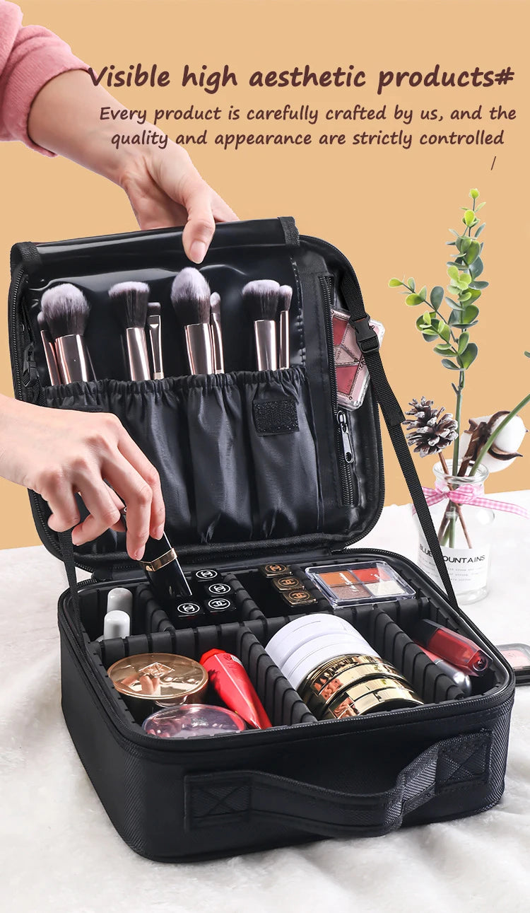 Professional Cosmetic Bag for Women Leather Cosmetic Bags Waterproof Oxford Large Capacity Travel Makeup Case for Makeup Artist