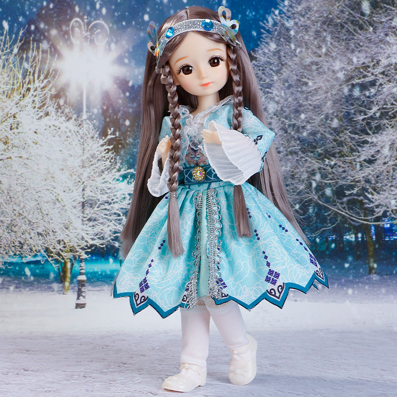 2024 New BJD Doll 30 Cm 1/6 Clothes with Multiple Joints Detachable 3D Eye Humanoid Doll Girl Dress Up Birthday Gift Toy