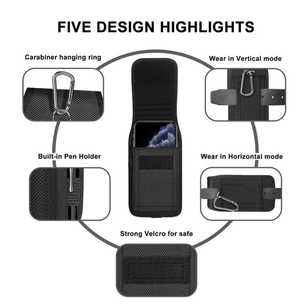 Tactical Cell Phone Pouch Holster with Free D Shaped Buckle Protable Wallet Card Waist Pack Outdoor Sports  Nylon Carrying Case