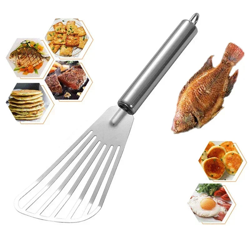 Stainless Steel Slotted Spatula Fish Flat Fish Steak Slice Frying Spatula Fish Turner Shovel Kitchen Supplies Cookware Cooking