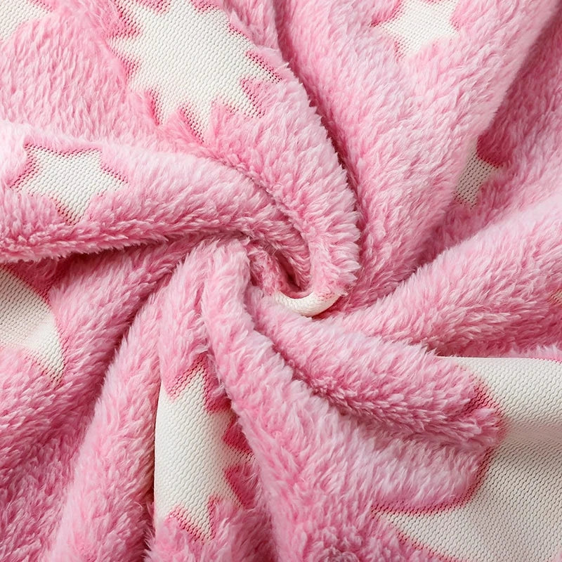 Inyahome Glow in The Dark Throw Blanket Super Soft Fuzzy Fluffy Plush Fleece Decorated with Stars and Moon of Healing Best Gift