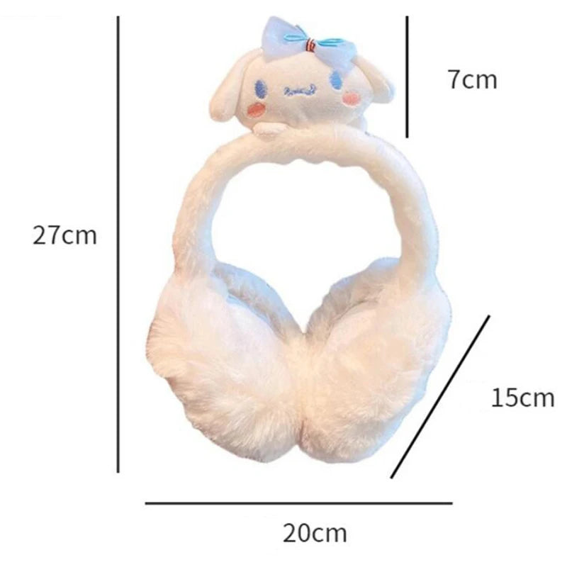 1PC Girls Gift Sanrio Children Plush Earmuffs Kuromi Cinnamoroll Winter Cute Cartoon Comfortable Warmth Protection Ear Toys