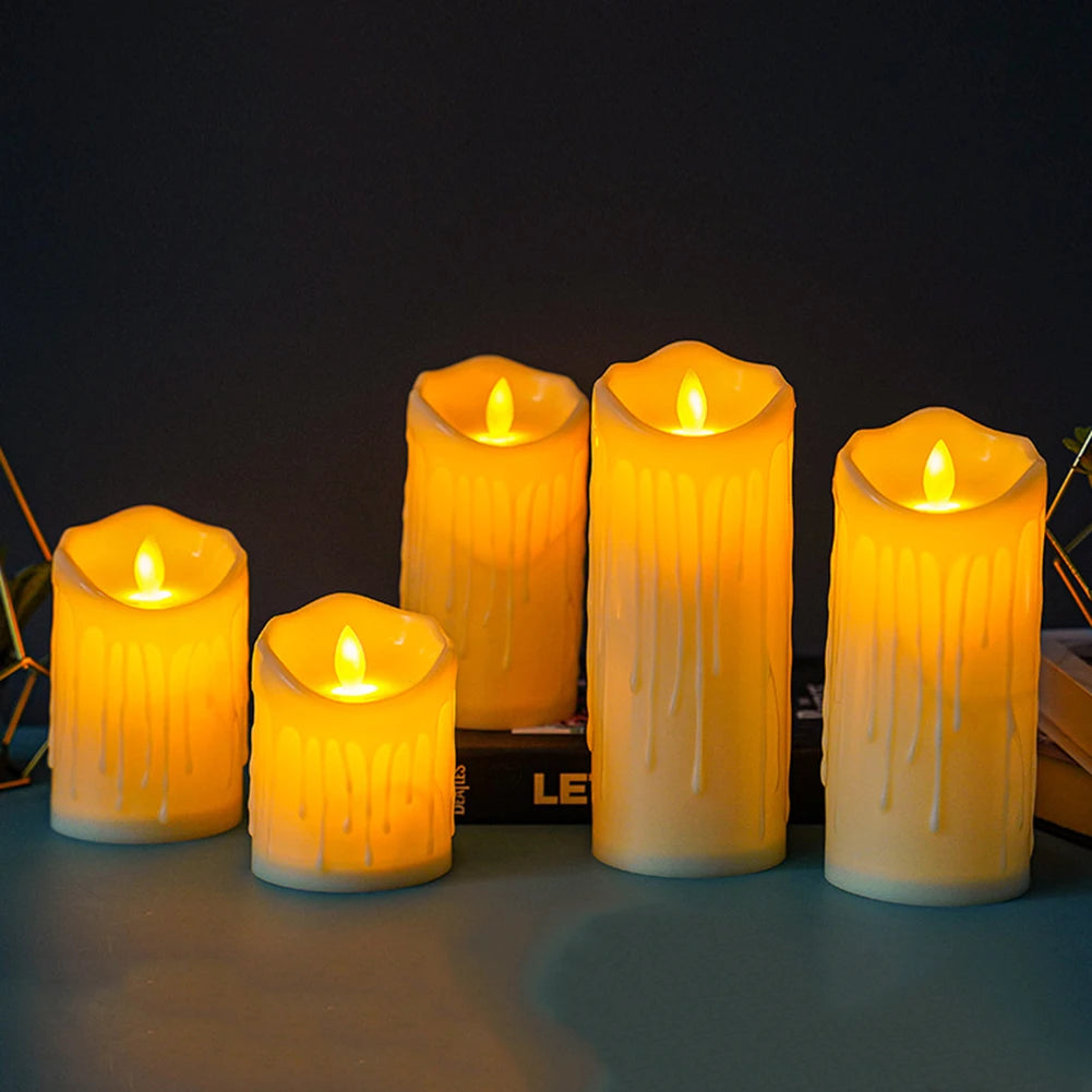 Flameless LED Candles Light Simulation Flickering Pillar Candles Tea Lights Home Wedding Birthday Party Decoration