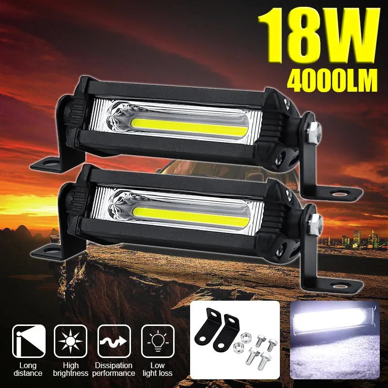 Car LED Work Light 12V 24V LED Spotlight Work Light Bar 6500K Strip Spot Fog Lamp For Auto Truck Lorry Trailer SUV Vehicle