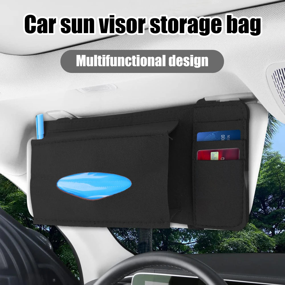 Car Multifunctional Felt Tissue Box Sun Visor Storage Bag Cars Creative Document Storage Pocket Usual Auto Interior Accessories