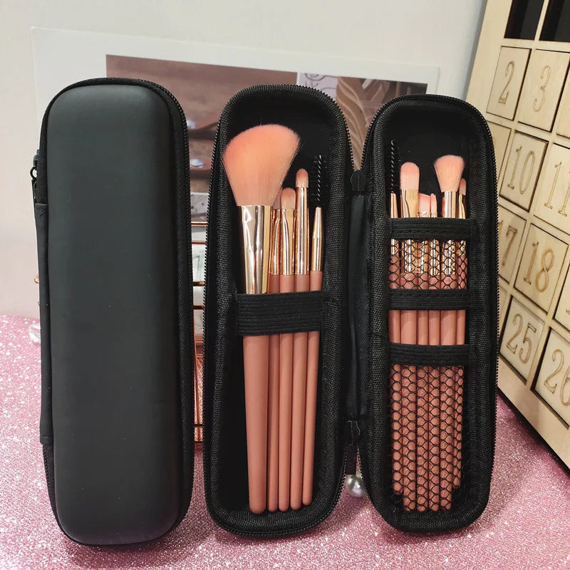 Black Small+Large Cosmetic Storage Bags Waterproof Double Zipper Makeup Brushes Case Women Bag Portable Travel Brush Holder