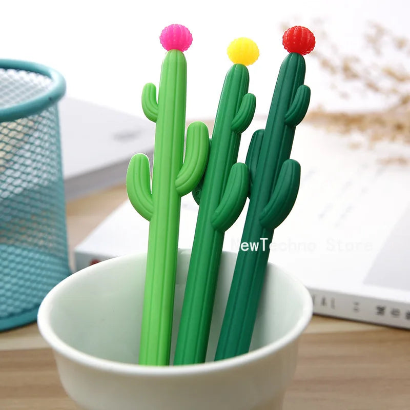 1Pc Creative Cactus Neutral Pen Plant Black Signature Office Pen Student Stationery Kawaii School Supplies Cute Stationary