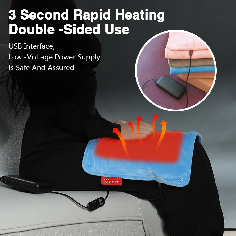 Graphene Electric Blanket Electric Heating Insulation Blanket Office Car Heated Chair Cushion 4-HotSpeed Timing USB Power Supply