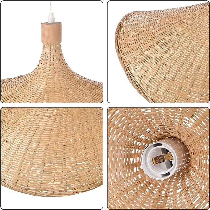 ZK30 Bamboo Weaving Chandelier Lamp 60/50/40cm Hanging LED Ceiling Light Pendant Lamp Fixtures Rattan Woven Home Bedroom Decors