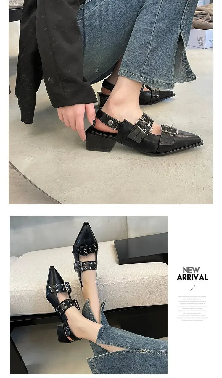 2024women's sandals summer  Ballet flats women Pointed rivet single shoe Platform Women Sandals zapatos de mujer tendencia