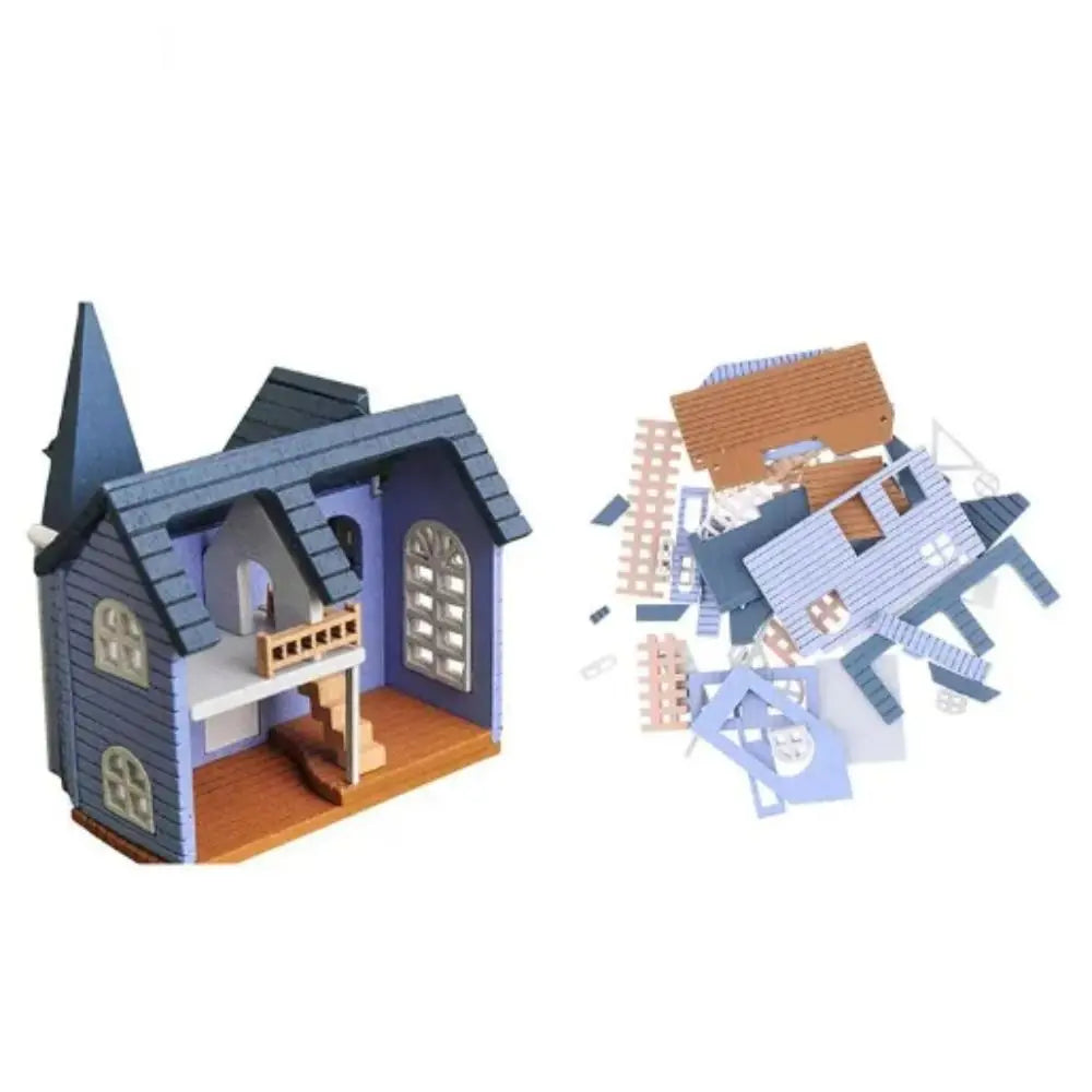 DIY Assemble Fairytale Town House Mini Doll Houses Dolls Miniature House Handicraft Wooden Miniature Handicraft Building