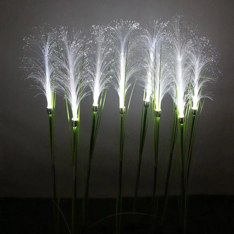 Solar Bulrush Optical Fiber Light Outdoor Waterproof Solar Powered Garden Lawn Lamp Ground Pathway Flower Landscape Lights