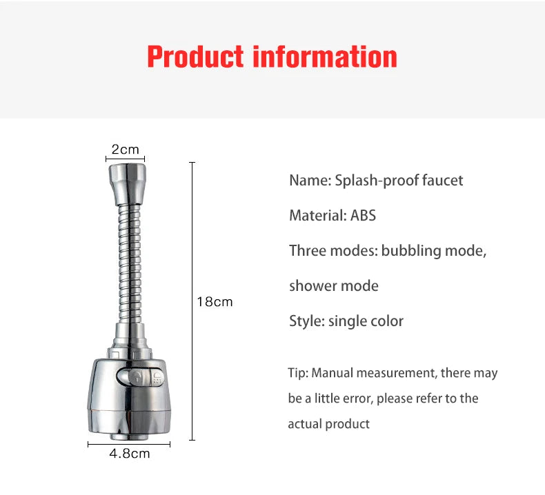 Dual Mode Kitchen Faucet Aerator 360 Degree Swivel Adjustable Sprayer Filter Diffuser Water Saving Nozzle Bath Faucet Connector