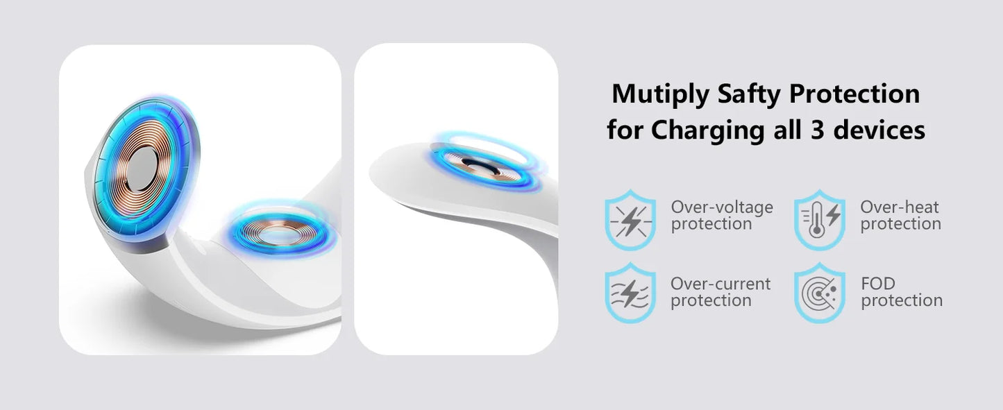 Wireless Charger MagSafe Air Pods Apple Watch Phone Holder RGB Moon For iPhone Samsung iWatch Night Light Bedroom Home Office