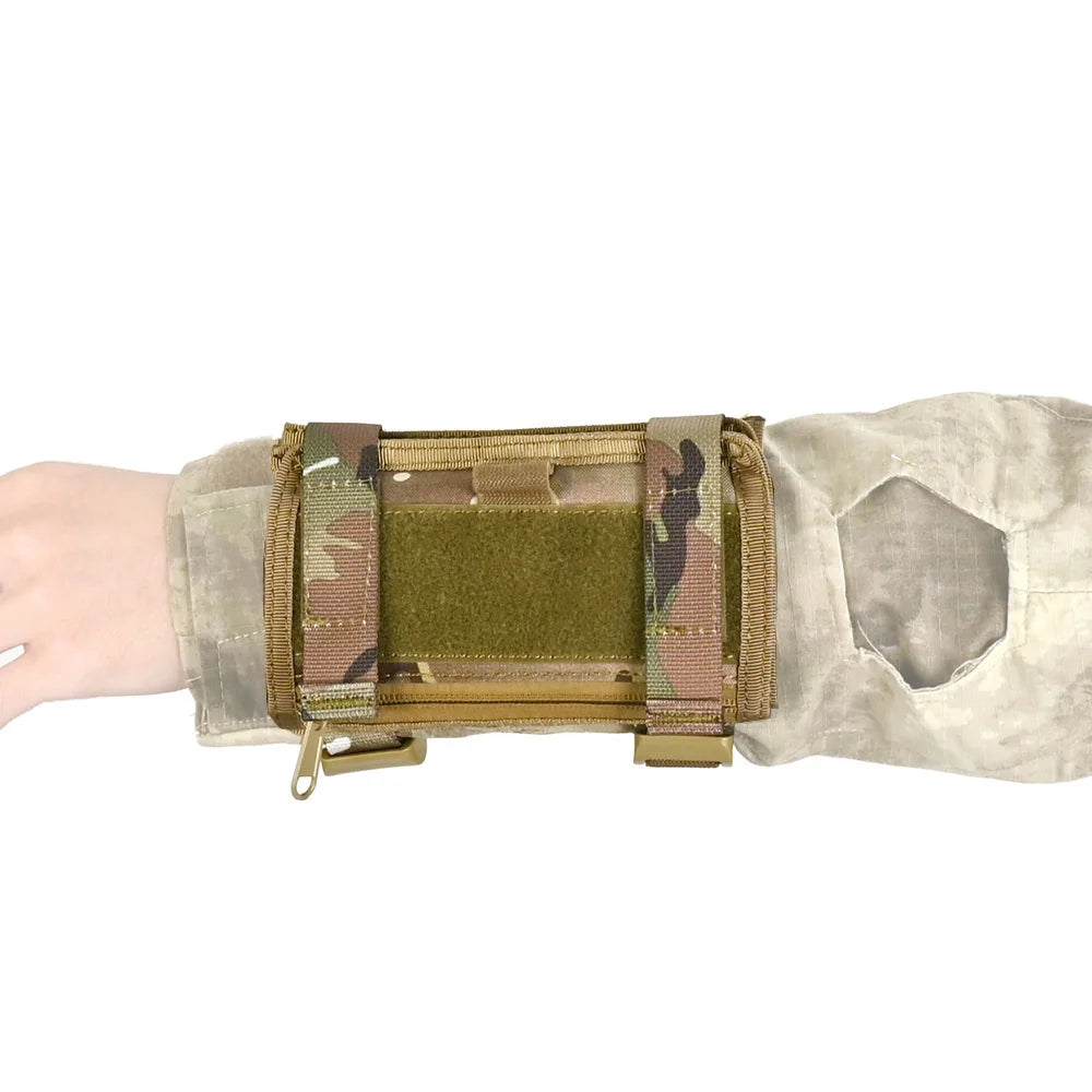 Tactical Arm Sleeve Map Pouch Wrist Pocket Strap Card Mobile Phone Storage Bag Camping Equipment Hunting Accessories Gear