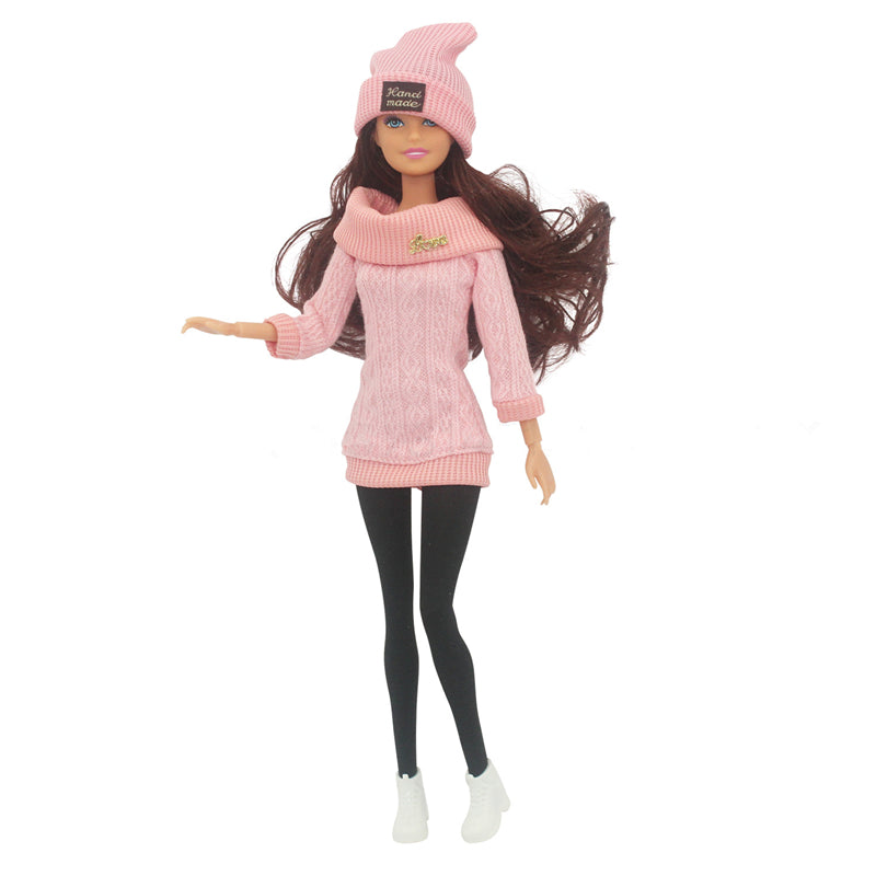 30cm Doll Full Set 1/6 Female Doll with Clothes and Hat Sweater Girls Dress Up Toys Gifts