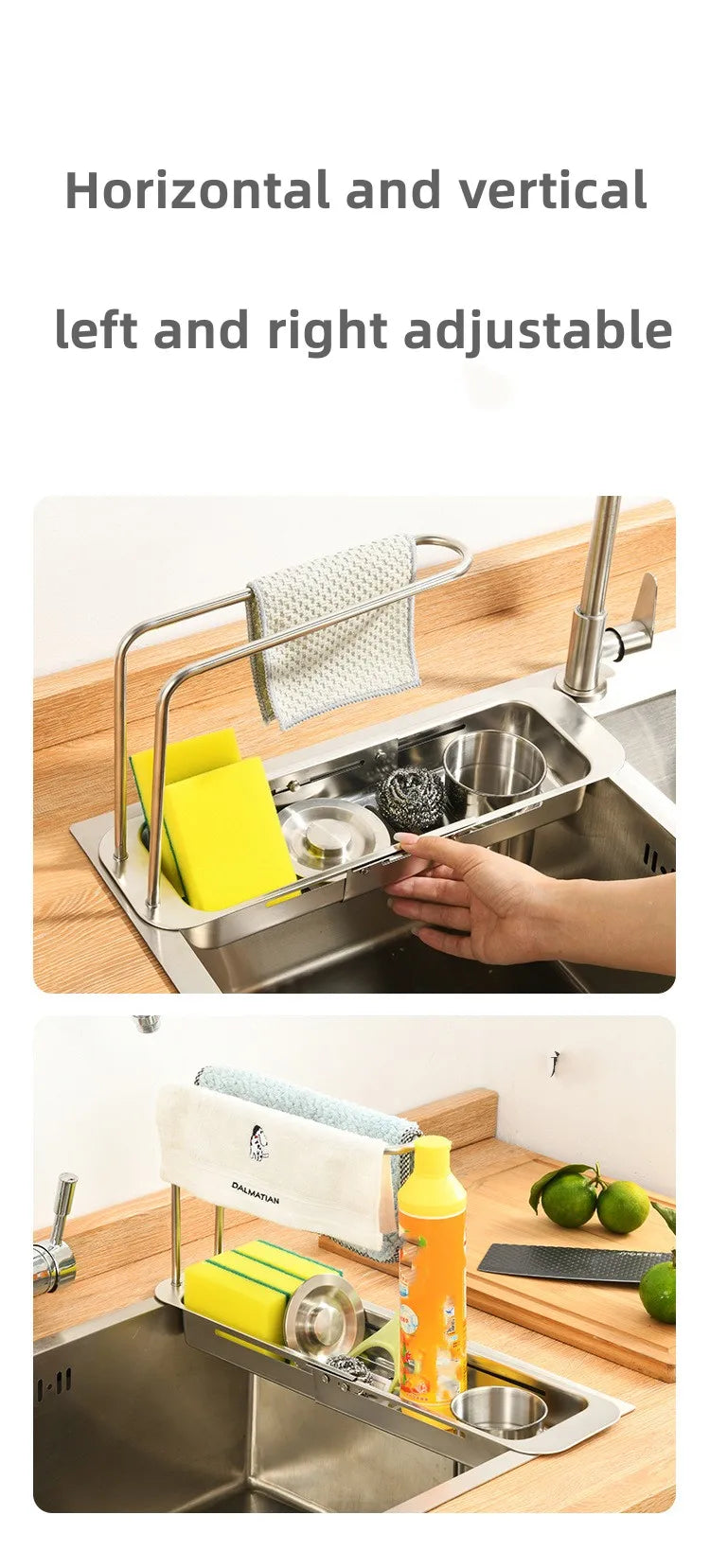 0136Telescopic  sink shelf kitchen Telescopic  sink holder  sink sponge basket rack holder Telescopic  sink  holder