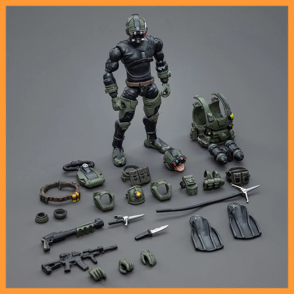 JOYTOY JT4218 1/18 Hard Core Cool Play Series Marine Team Frogman Full Set Model 3.75 inch Action Figure for Fans Gift