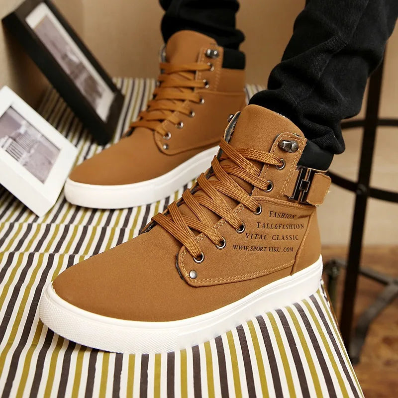 2024 Fashion Men Casual Shoes High Top Canvas Shoes Sneakers Man Lace-Up Breathable Trainers Men Baskets Basic Flats Shoes