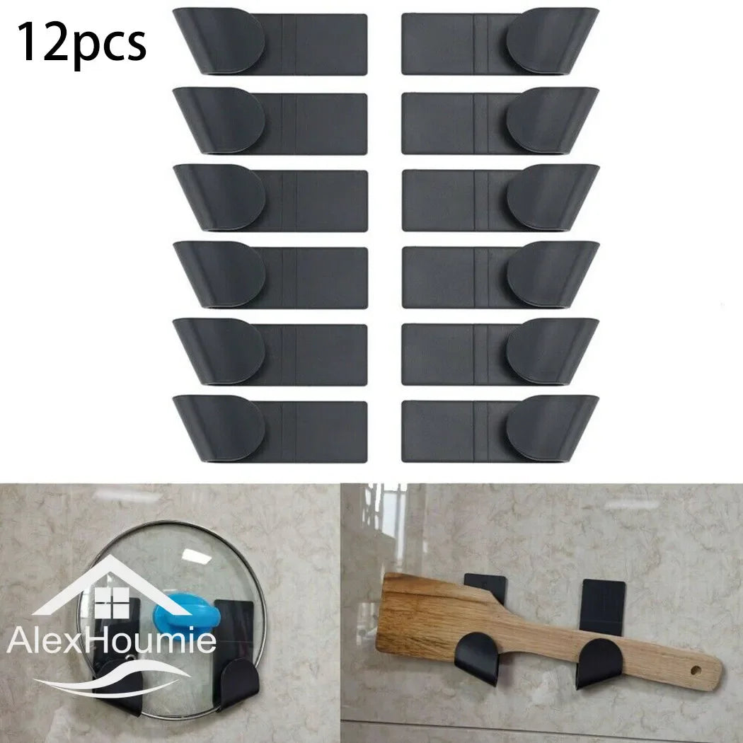 1/2/12pcs Pot Lid Holder Wall-Mounted Hanging Holder for Pan Pot Cover Rack Plastic Kitchen Storage Rack Kitchen Organizer