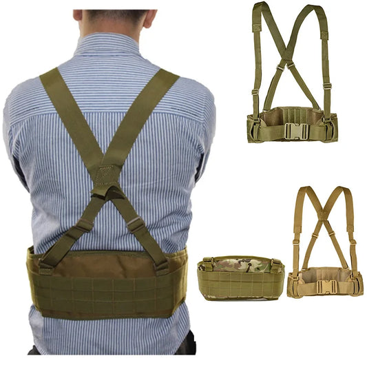 Tactical Molle Waist Belt Outdoor Hunting Military Padded Waist Belt Combat Patrol Belt Nylon Adjustable Waistband Men