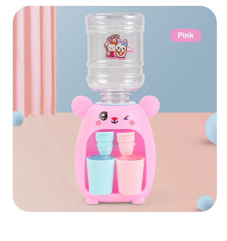 Mini Children Water Dispenser Toy Cute Cartoon Water Juice Milk Drinking Fountain Pretend Play Kitchen Toys for Boys Girls Gift