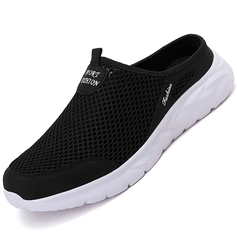 YRZL Casual Shoes Men Summer Half Shoes Slippers Slides Slip on Shoes Men Mesh Breathable Soft Comfortable Slippers for Men