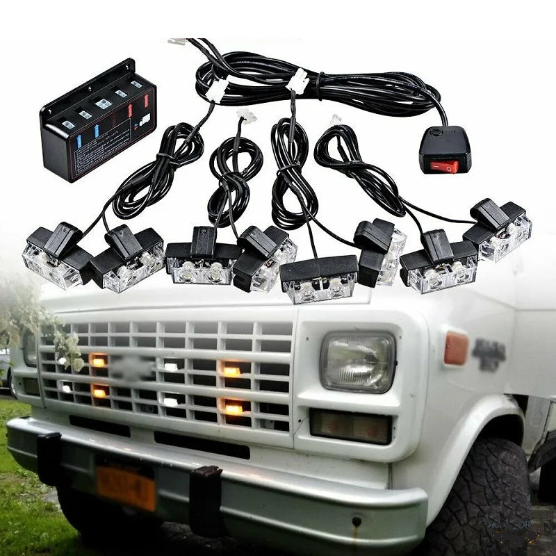 12V Vehicle Car Front Deck Grille LED Strobe Flash light Police Emergency Hazard Warning Strobe lamp Daytime running lights led