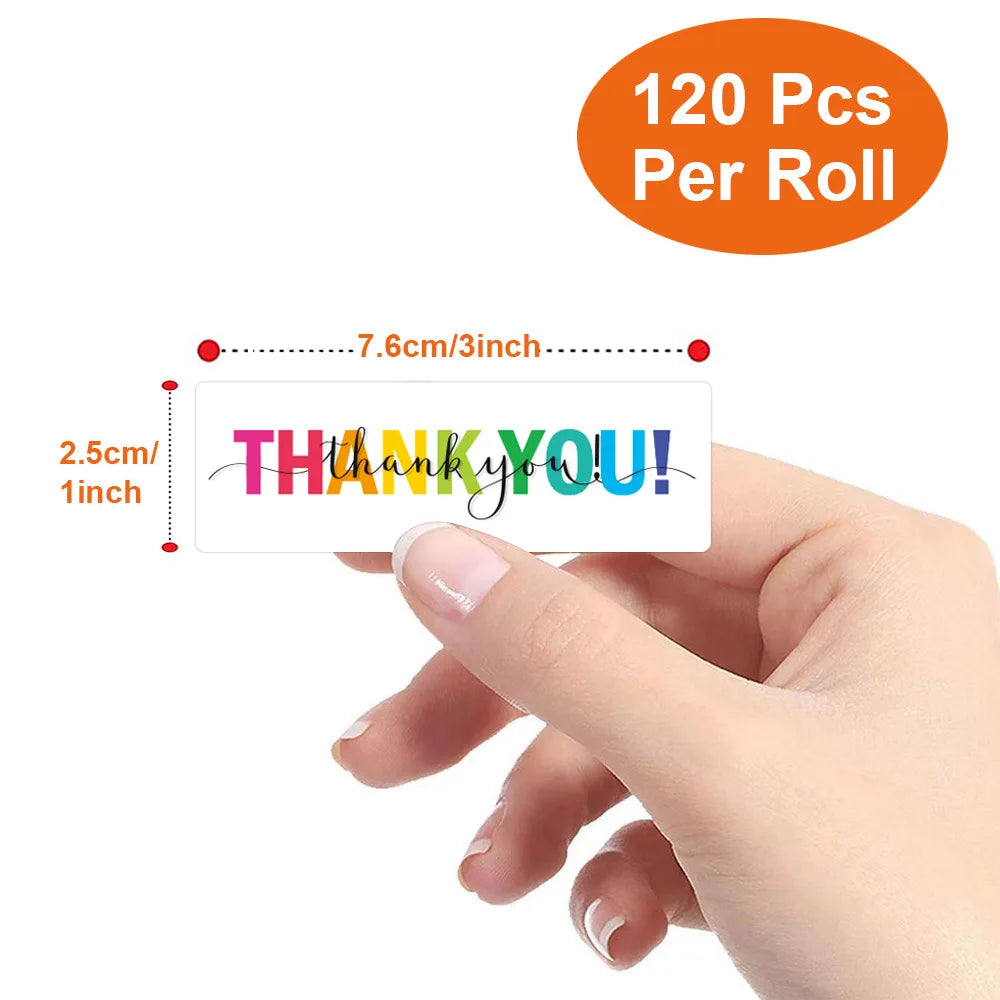 120Pcs Rectangle Thank You For Your Order Sticker for packaging Stationary Stickers Roll Black Pink Transparent Thank you labels