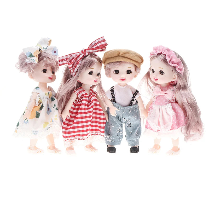 17cm Mini Doll 13 Movable Joint Doll With 3D Big Eyes DIY Toy Doll With Clothes Dress Up 1/12 Fashion Doll Children Girls Gift