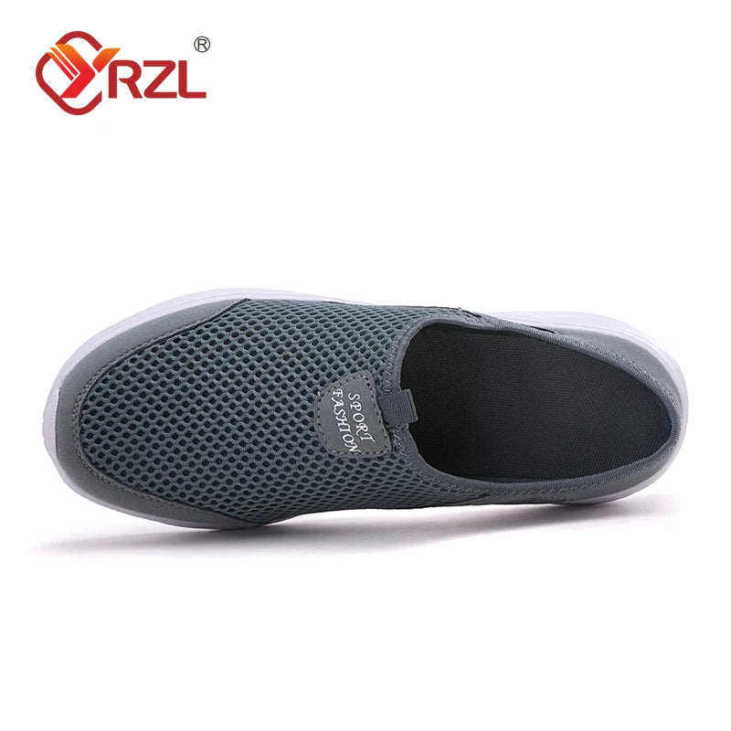 YRZL Casual Shoes Men Summer Half Shoes Slippers Slides Slip on Shoes Men Mesh Breathable Soft Comfortable Slippers for Men