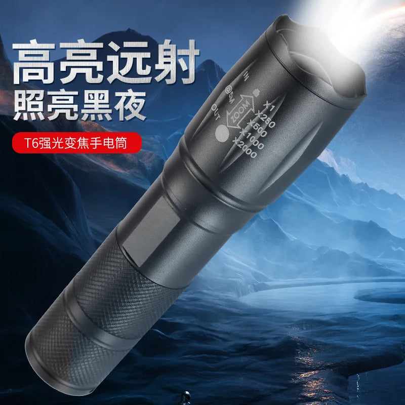 Powerful T6 LED Flashlight Super Bright Aluminum Alloy Portable Torch USB 3AAA Battery Outdoor Camping Tactical Flash Light