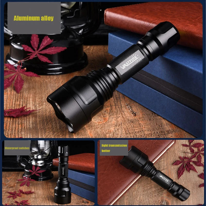 C8 Professional Tactical Flashlight Green/Red/White LED Hunting Torch 1-Mode Torch+18650+Charger+Remote Switch+Rifle Scope Mount