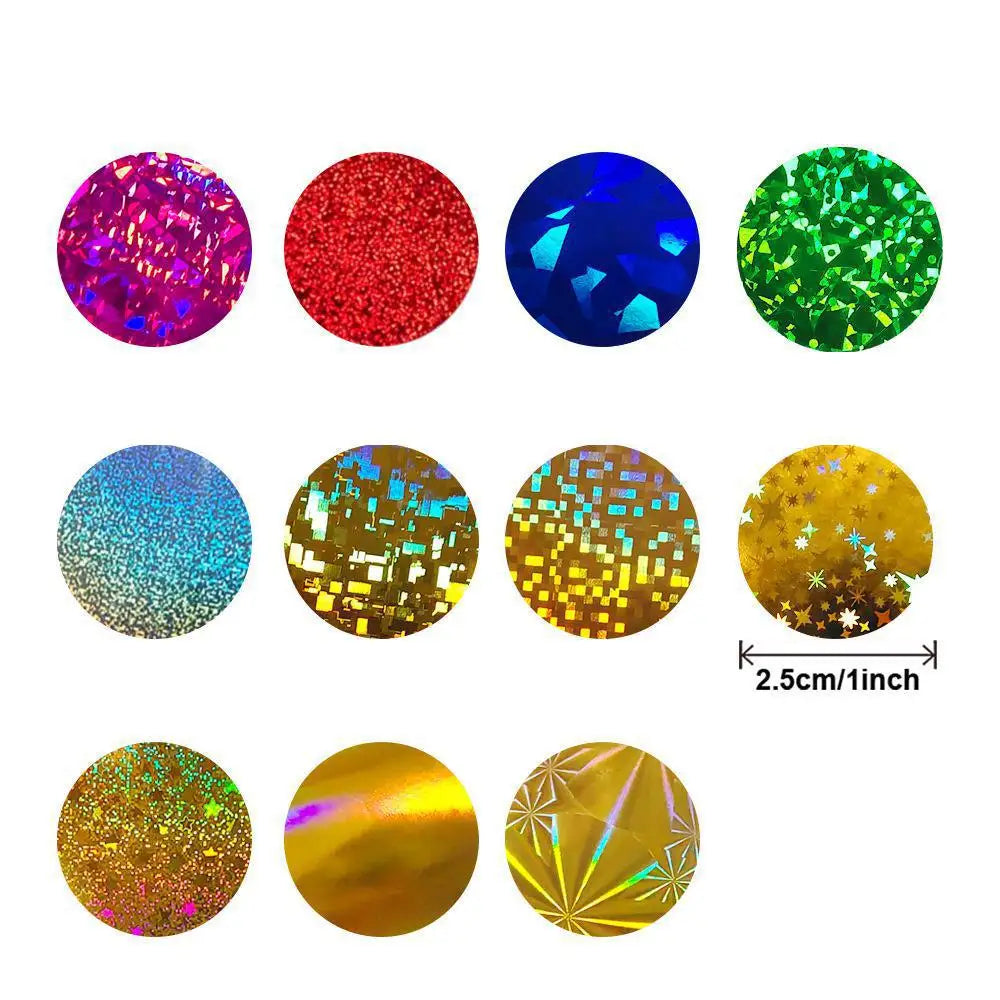 100-500pcs Gold Holographic Glitter Sealing Label Round Laser Sticker Party Handmade Cute Envelope Business Label Stationary