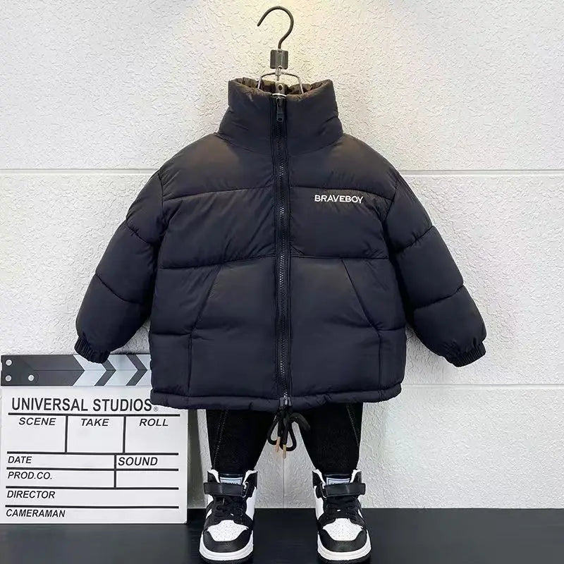 Boys Winter Cotton Clothes 2023 Latest Children's Fashionable Trend Winter Korean Edition Boys Free Wash Thickened Coat Trend