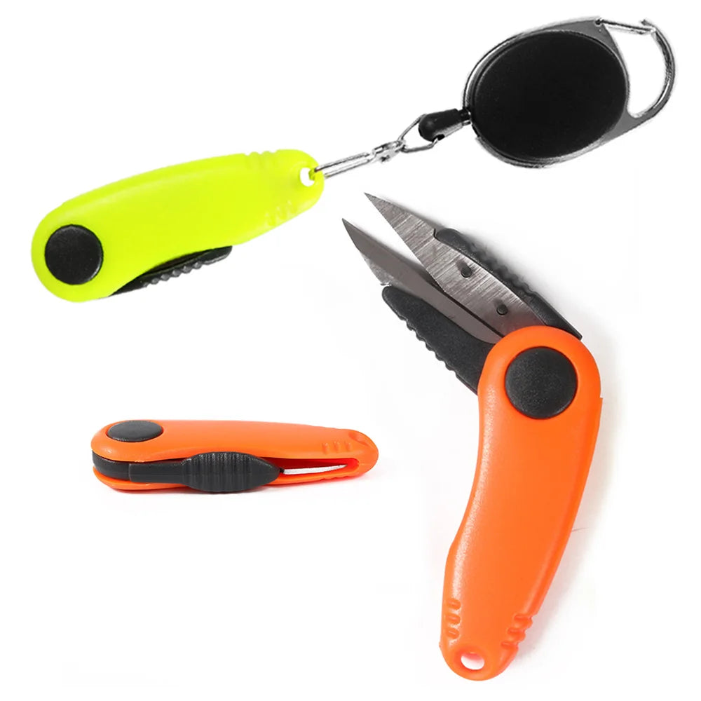 Fish Use Scissors Foldable Fishing Line Cutter Shrimp-shape Clipper Nipper Quick Knot Buckle Gear Tool Stainless Steel Tackle