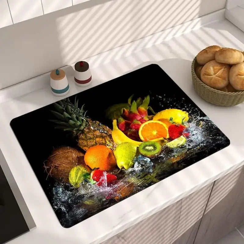 3d Diatom Mud Kitchen Countertop Drain Pad Absorbent Pad Tableware Draining Mat Non-slip Kitchen Placemat Dish Drying Mat