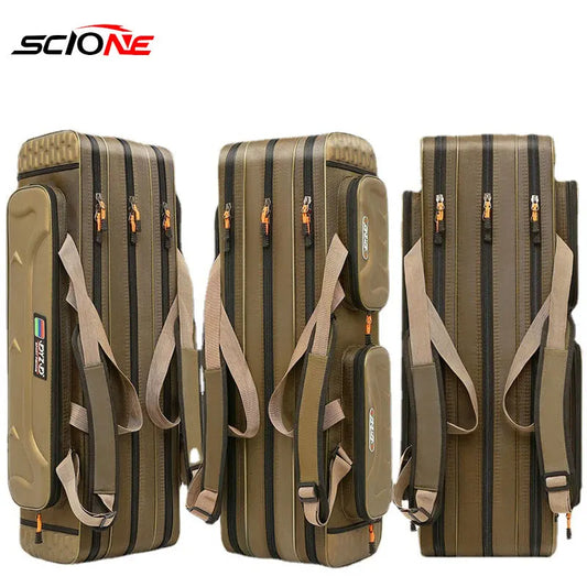 Multifunctional Fishing Rod Bag 2/3/4 Layers 80CM-130CM Fishing Tackle Bags 1680D Oxford Fishing Reel Gear Storage Case XA139G