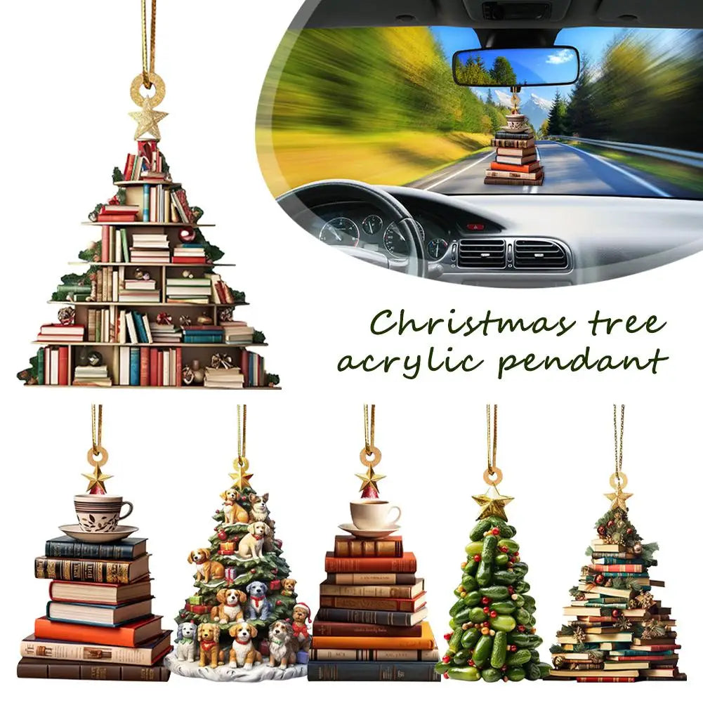 3d Bookshelf Christmas Pendant Flat Printing Book Dogs Diy Xmas Gifts Tree Hanging Crafts Window New Year Drop Dec W0g8