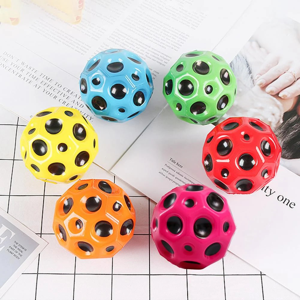 Useful Hole Ball Soft Bouncy Ball Anti-fall Moon Shape Porous Bouncy Ball Kids Indoor Sports Balls Toy Children Anti Stress Toys