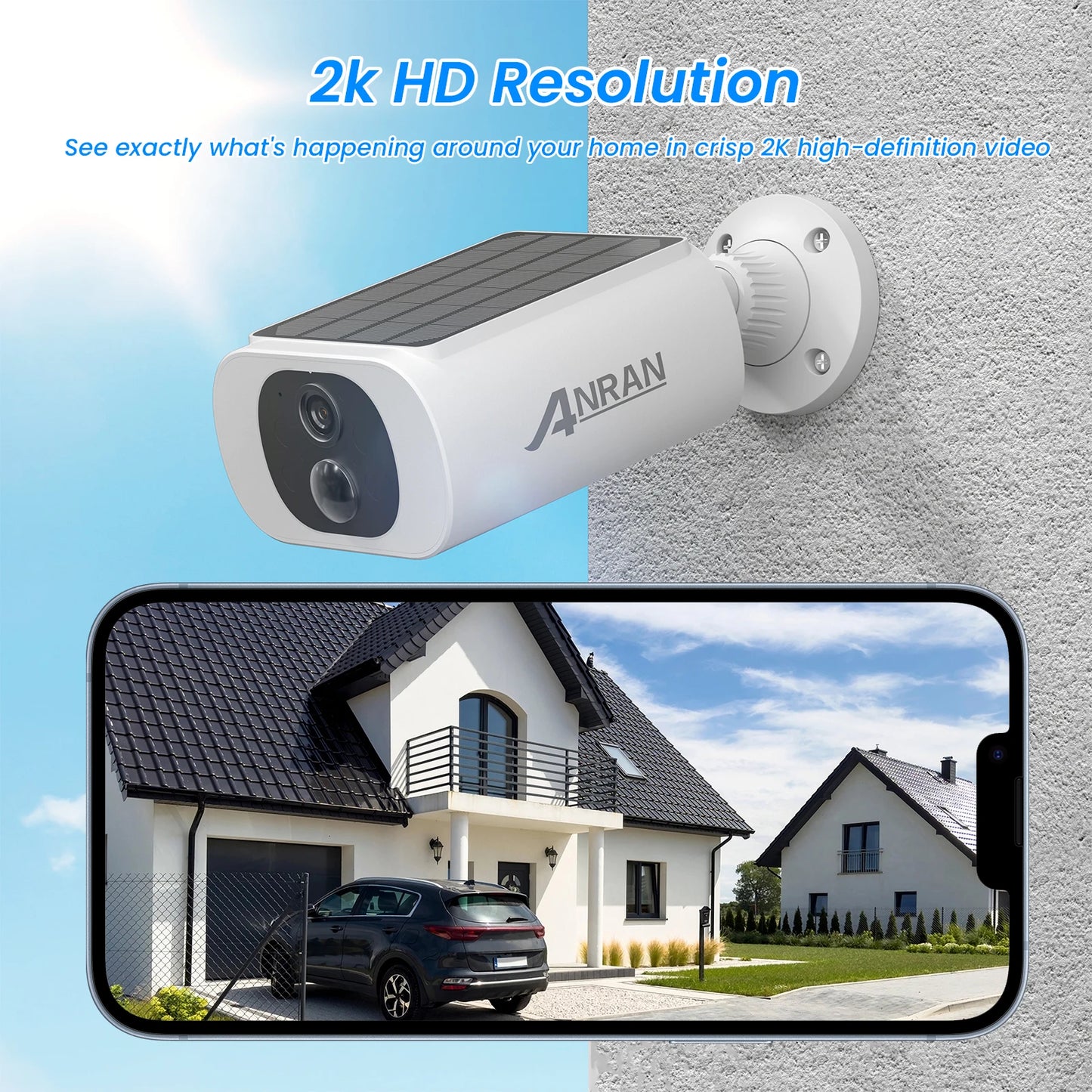 ANRAN 2K Solar Security Camera C3 Outdoor Wireless Solar WIFI Camera Battery Camera Floodlight Color Night Vision Can't Add NVR