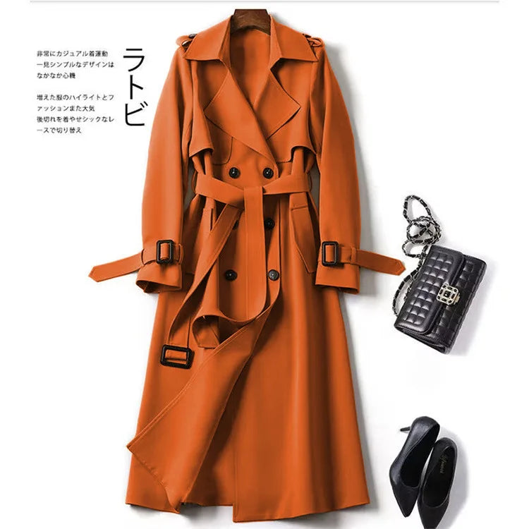 Autumn Winter Long Sleeve Trench Coat For Women 2024 Fashion Loose Office Lady Long Outerwears Jacket Coats Female Clothing