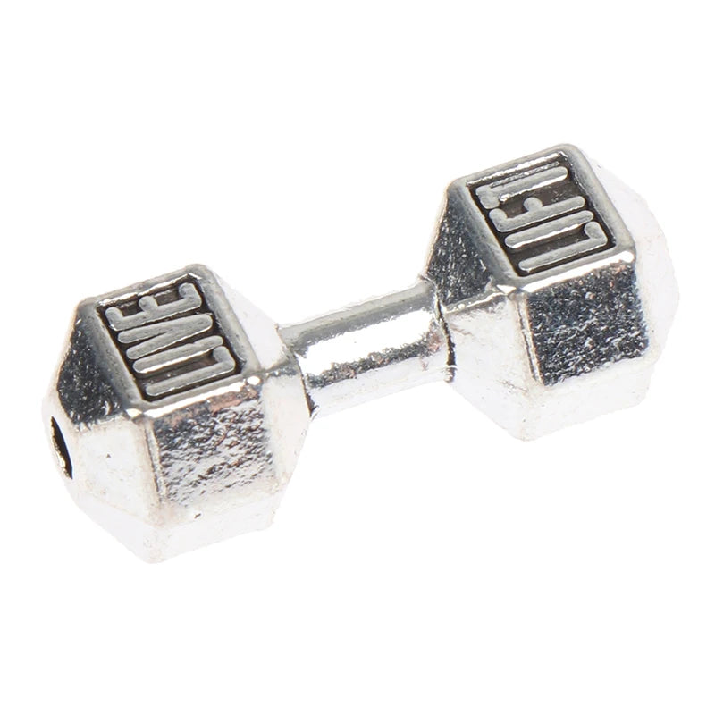 2Pcs 1/12 Dollhouse Miniature Barbell Dumbbells Fitness Weights Gym Model Toys Mini Dumbbells Weights Lifting Equipment