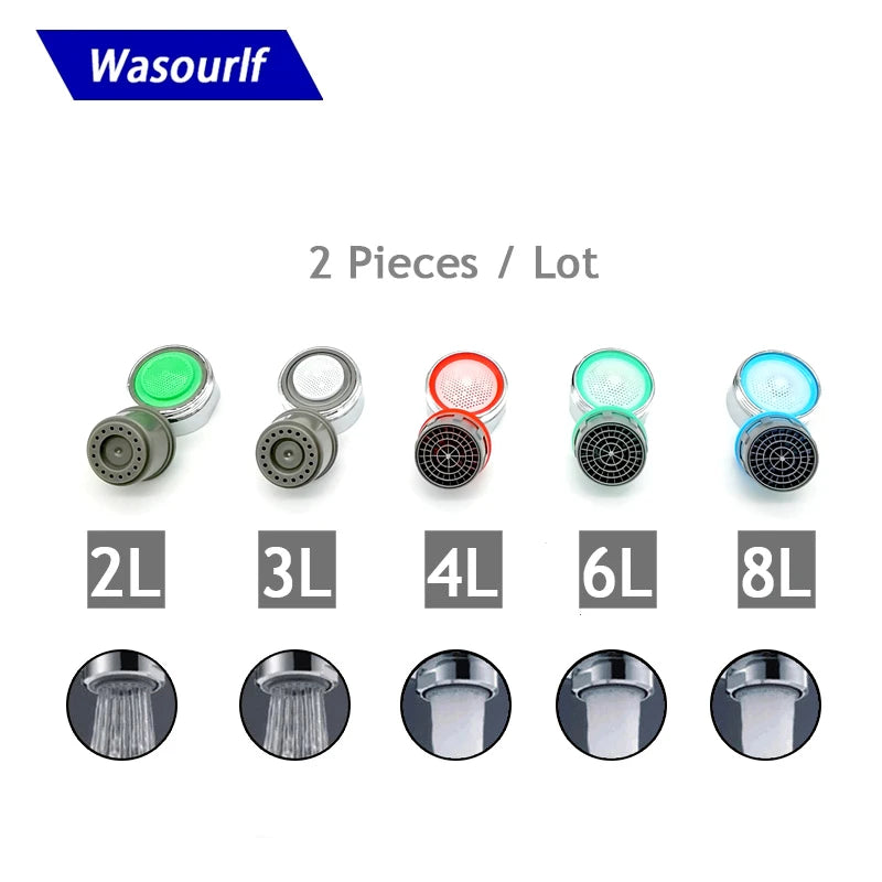 Wasourlf 2PCS Water Saving Faucet Aerator M24 Male Thread 2L 3L 4L Kitchen Tap Replacement Accessories Fitting Bubbler Bathroom