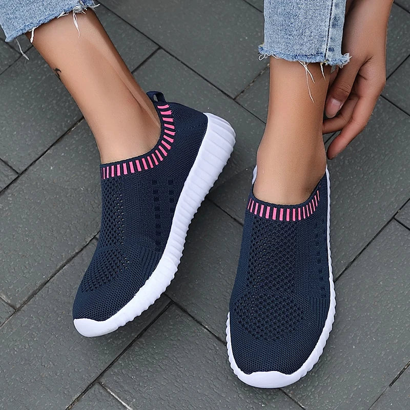 Women Sneakers Mesh Breathable Casual Tennis Shoes for Women Outdoor Walking Shoes Slip on Comfortable Lightweight Running Shoes