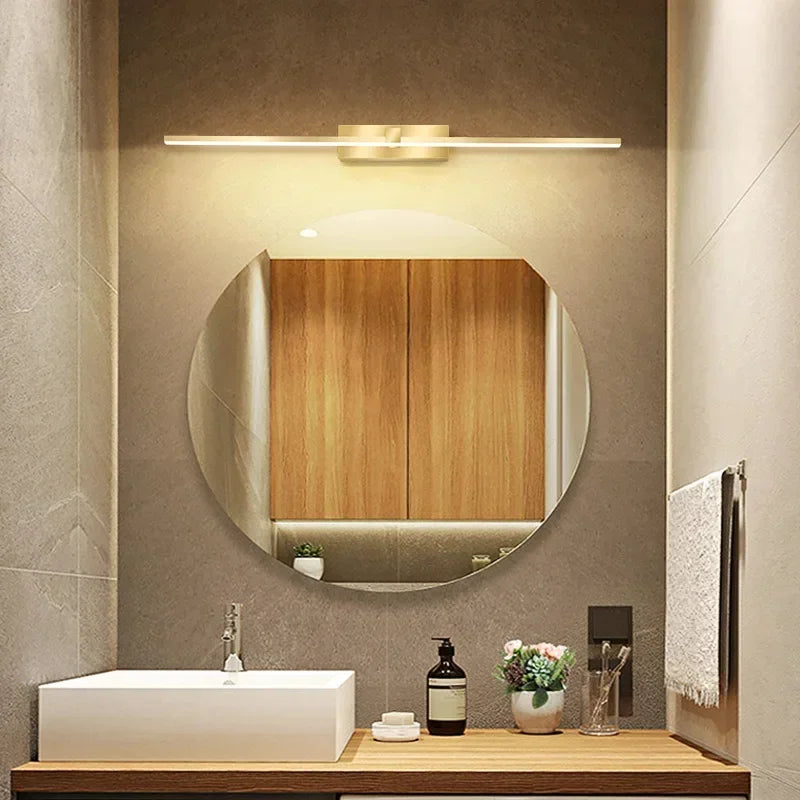 Modern LED Wall Lamp Bathroom Hardwares Golden Bathroom Mirror Lamp For Bedroom Living Room Wall Sconce Bath Mirror Line Lamp