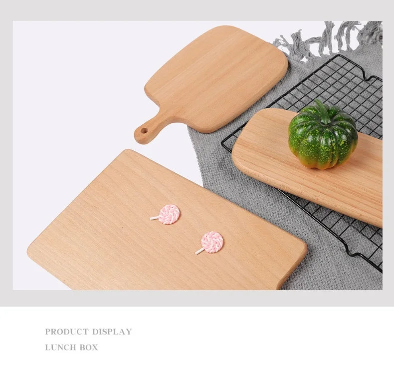 HEMU Beech Chopping Blocks Kitchen Wood Food Plate Wooden Pizza Sushi Bread Whole Wood Tray Cutting Board No Paint